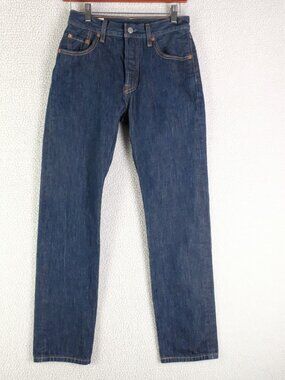 Levis 501 Jeans Womens 25 Blue Dark Wash Straight Leg High Rise Premium 30L